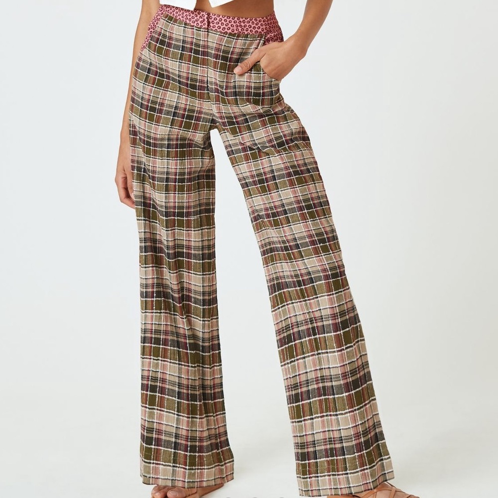 Helena Granny Checkered Wide-Leg Trousers via ANTHROPOLOGIE